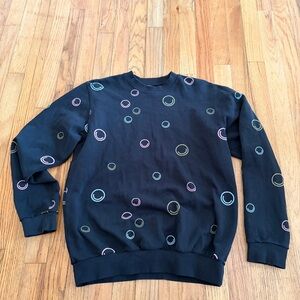 For Days 100% Organic Cotton Black Sweater Multicolor Bubble Pattern Small
